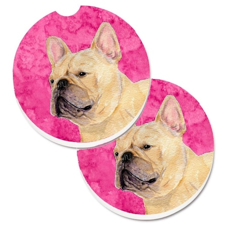Carolines Treasures Pink French Bulldog Set of 2 Cup Holder Car Coaster SS4761-PKCARC